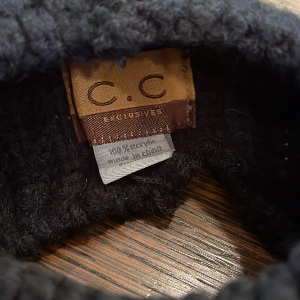 C.C. Exclusives Black knit crystal knot ear warmer